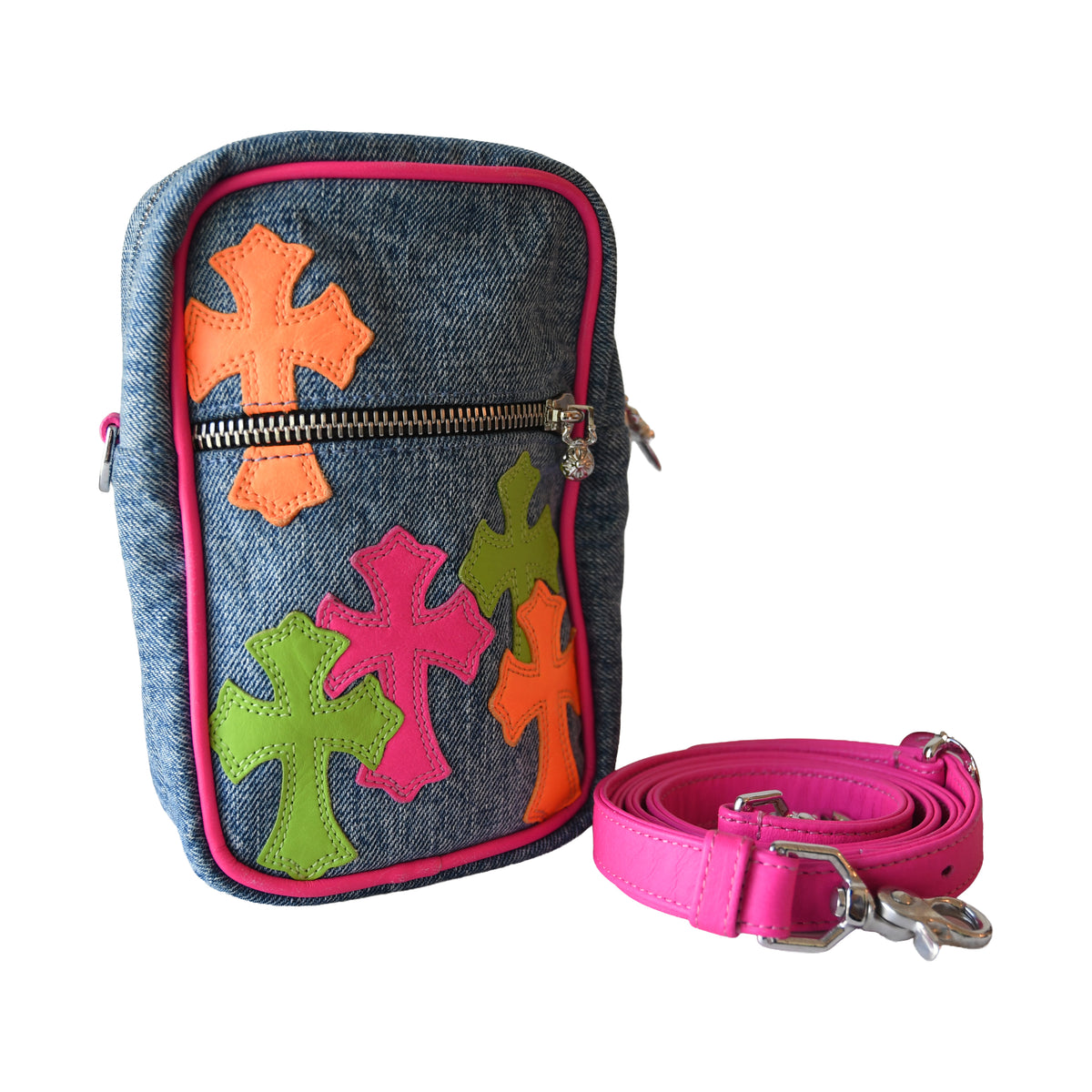 Chrome Hearts Mini Miami Art Basel Denim Cross Patch Taka Bag-NOBLEMARS