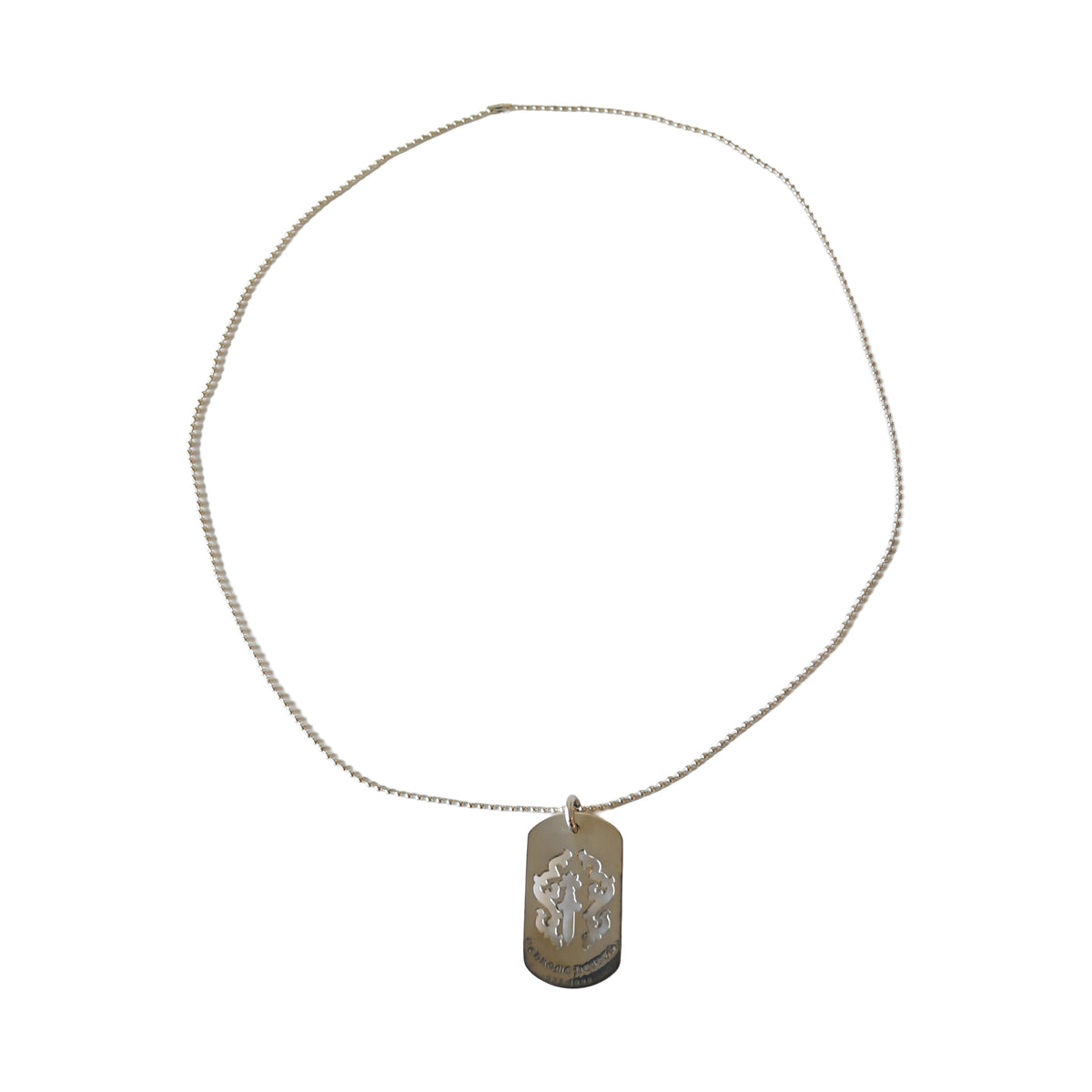 Chrome Hearts Vine Dagger Cut Out Dog Tag Pendant With Ball Chain Necklace-NOBLEMARS