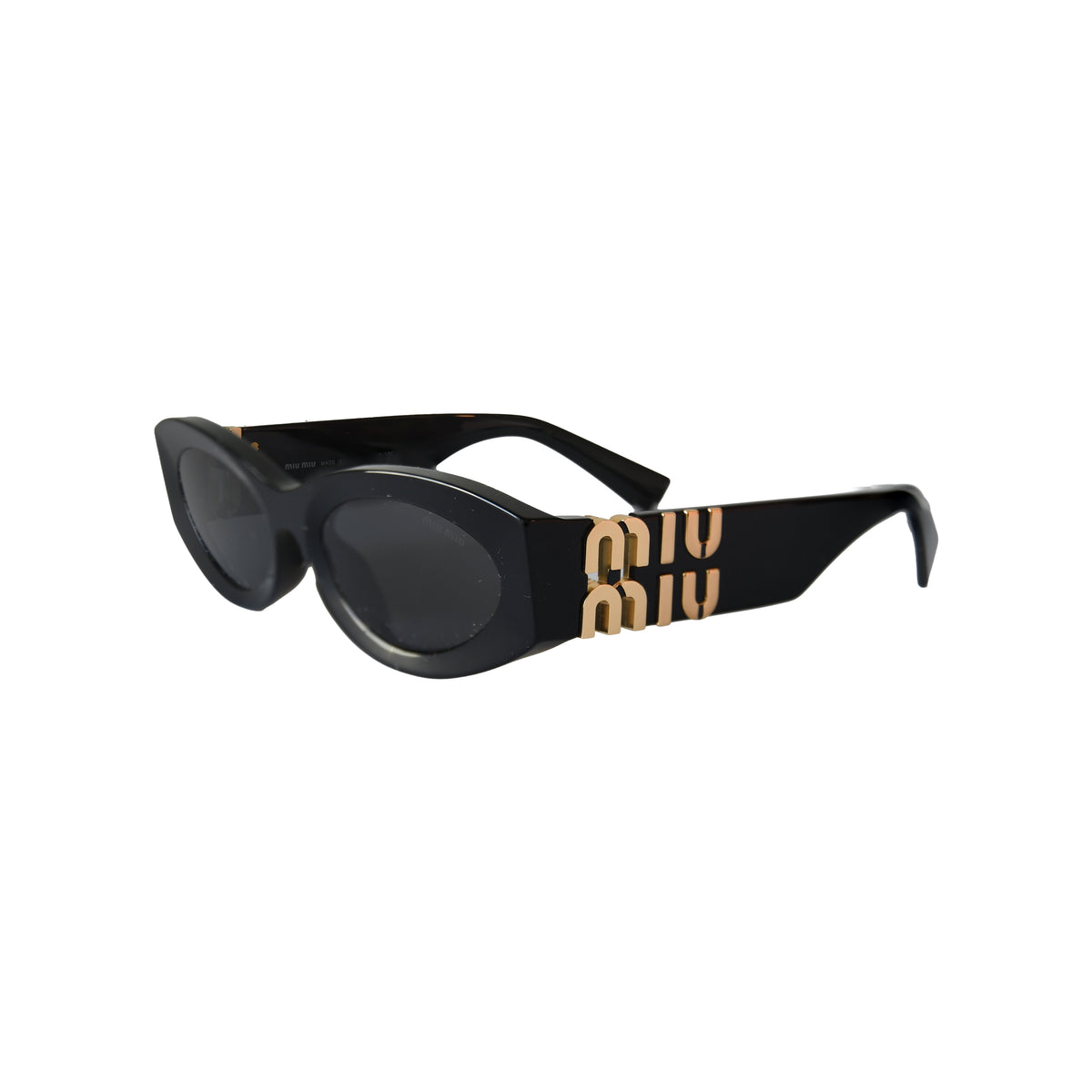 Miu Miu MU 11WS Oval Sunglasses Black-NOBLEMARS
