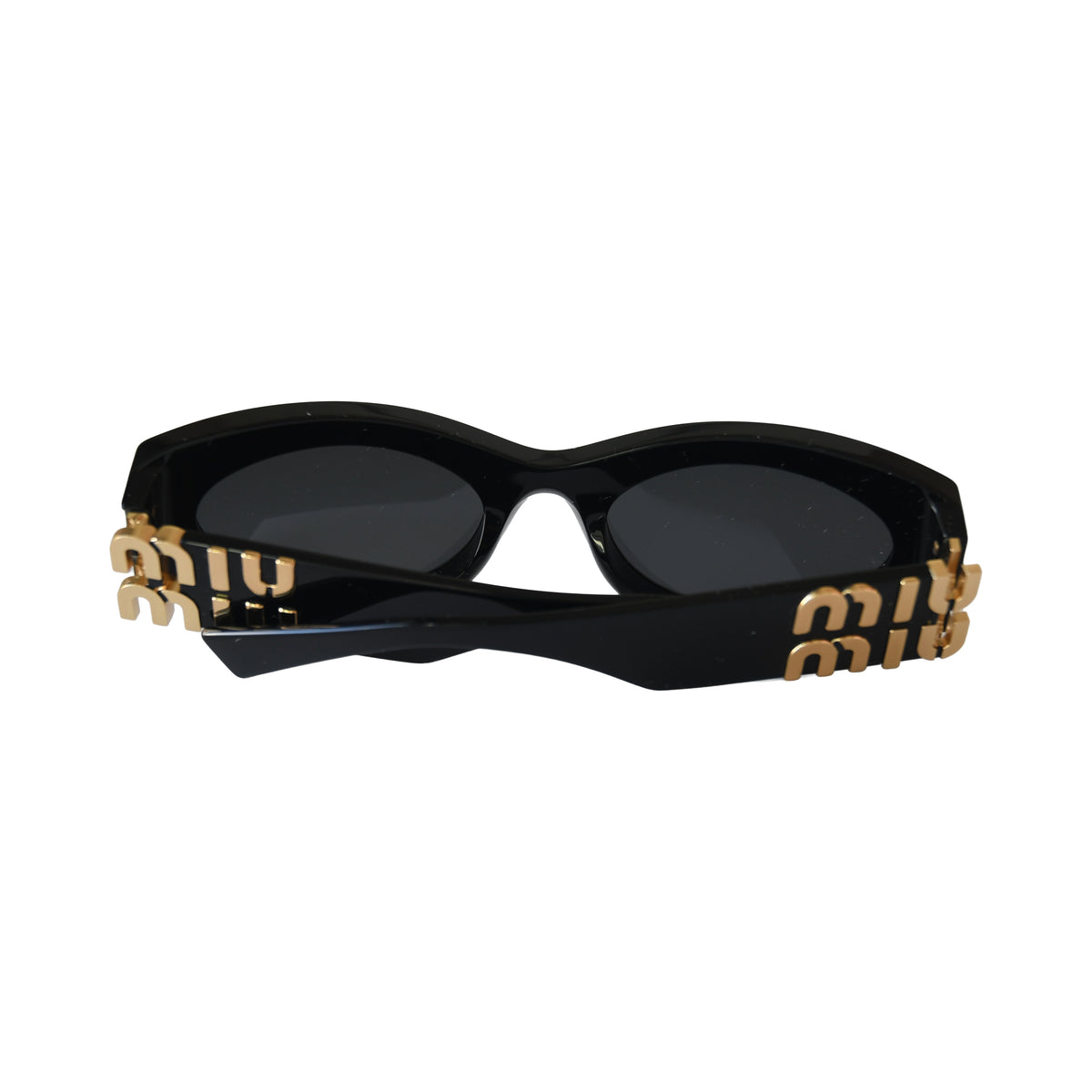 Miu Miu MU 11WS Oval Sunglasses Black-NOBLEMARS
