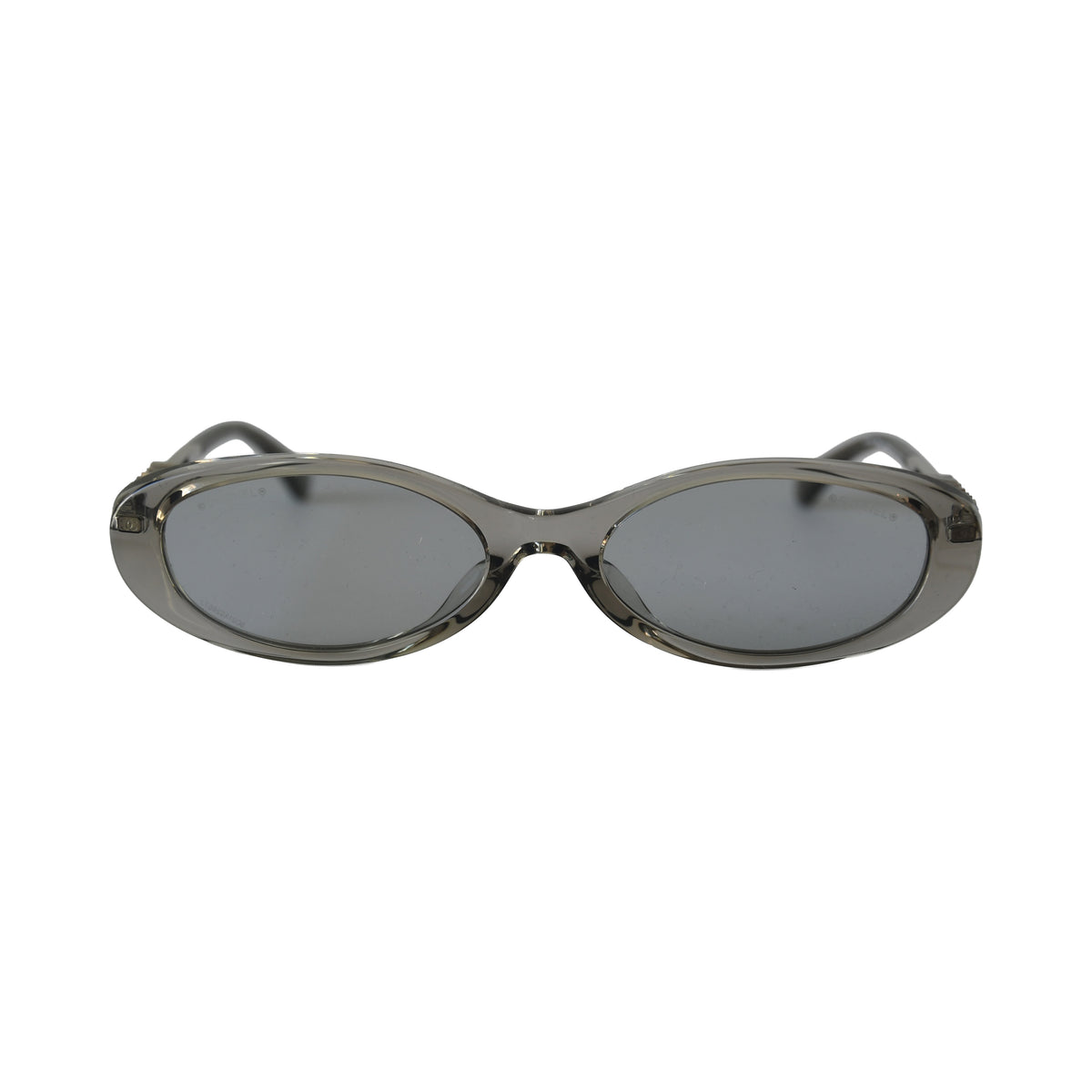 Chanel Oval Acetate Metal Sunglasses Light Grey-NOBLEMARS