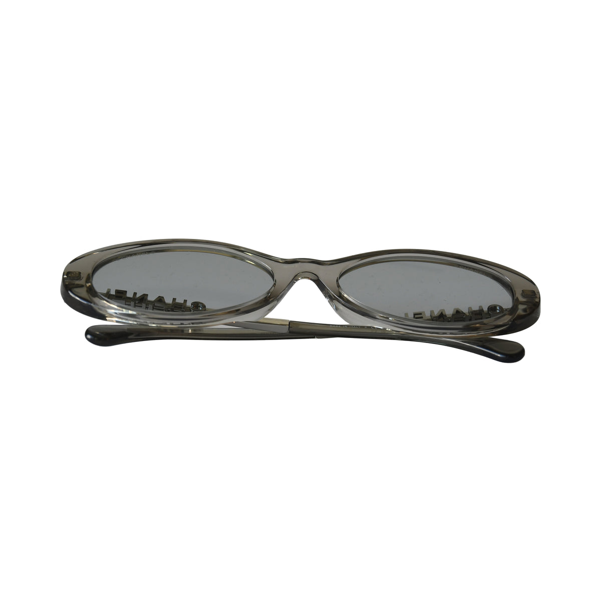 Chanel Oval Acetate Metal Sunglasses Light Grey-NOBLEMARS