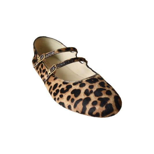 Celine Les Ballerines Double Strap Ballerina Flat Leopard