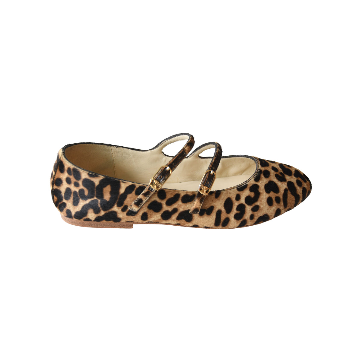 Celine Les Ballerines Double Strap Ballerina Flat Leopard