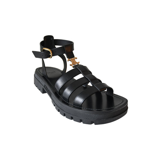 Celine Clea Triomphe Gladiator Chunky Sandal Black