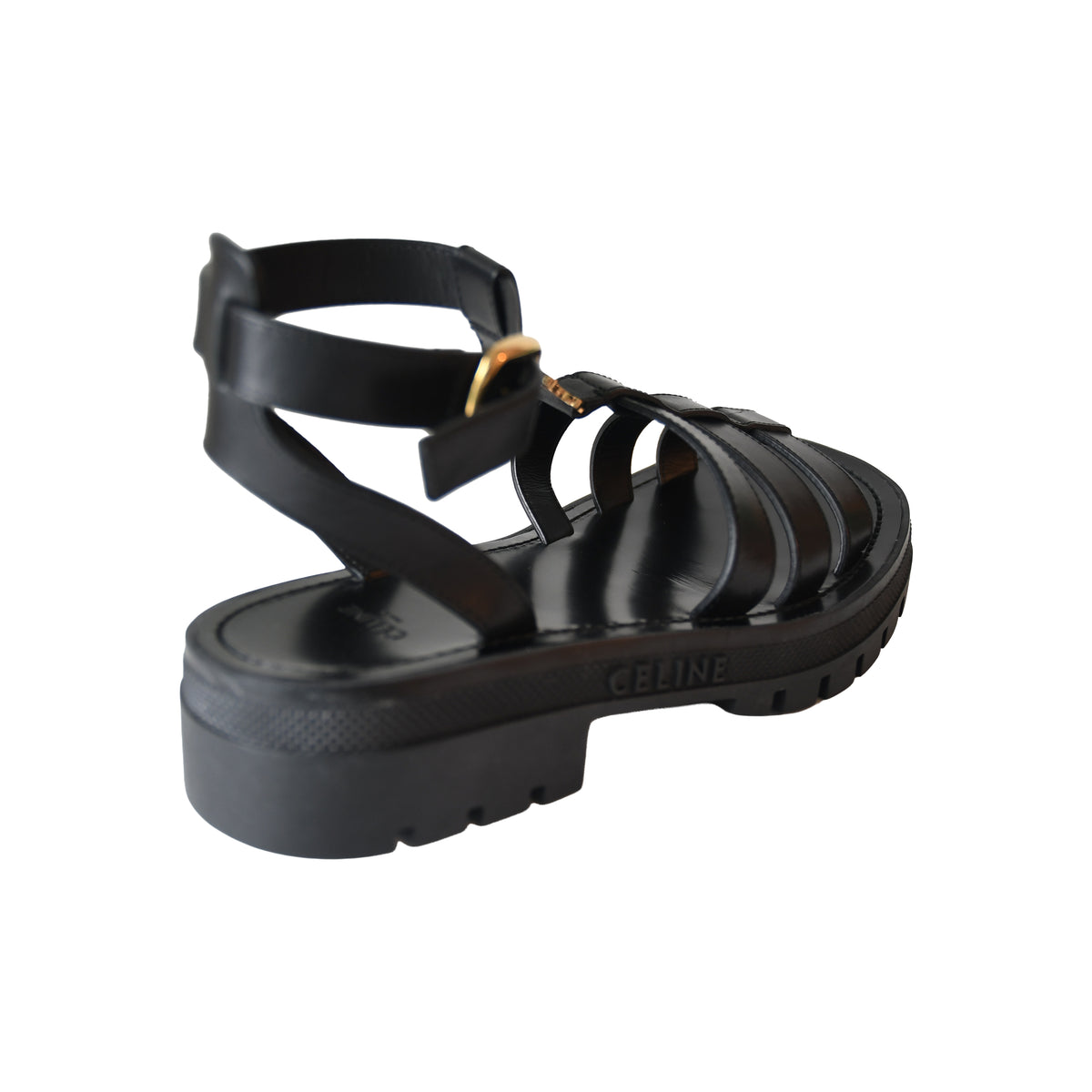 Celine Clea Triomphe Gladiator Chunky Sandal Black