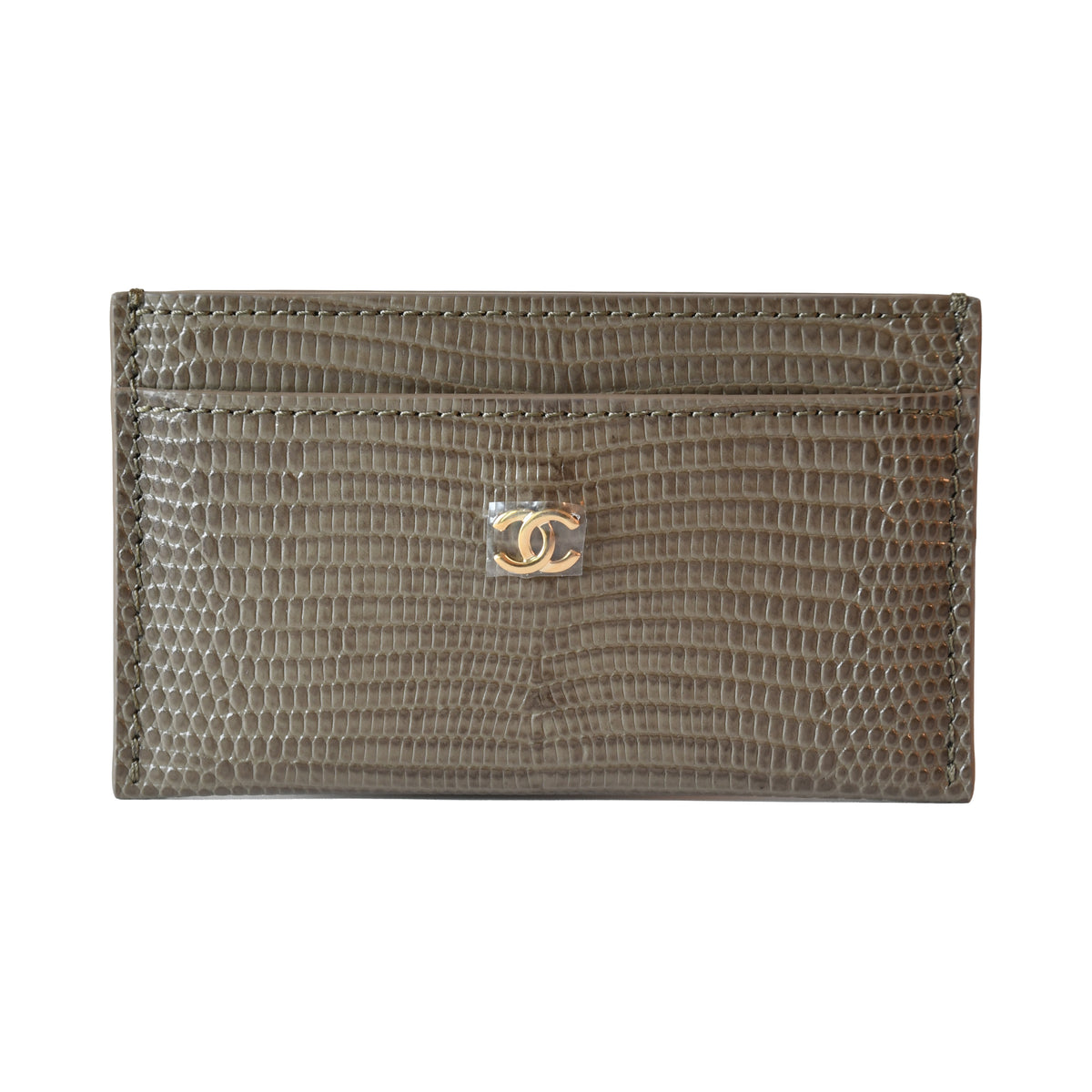 Chanel Classic Lizard Embossed Calfskin Dark Khaki Gold