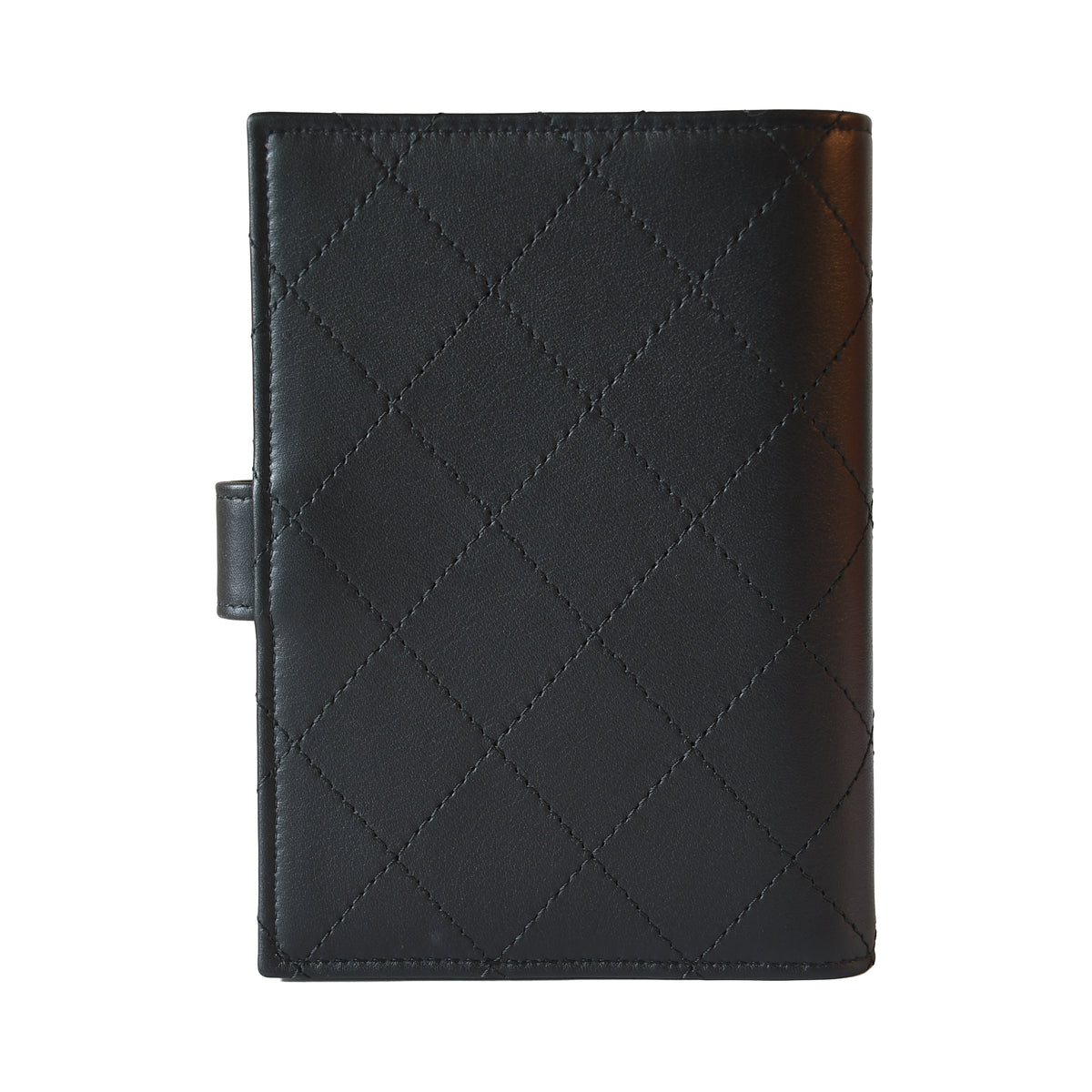 Chanel So Black Calfskin Quilted Passport Holder Wallet Black Hardware Black