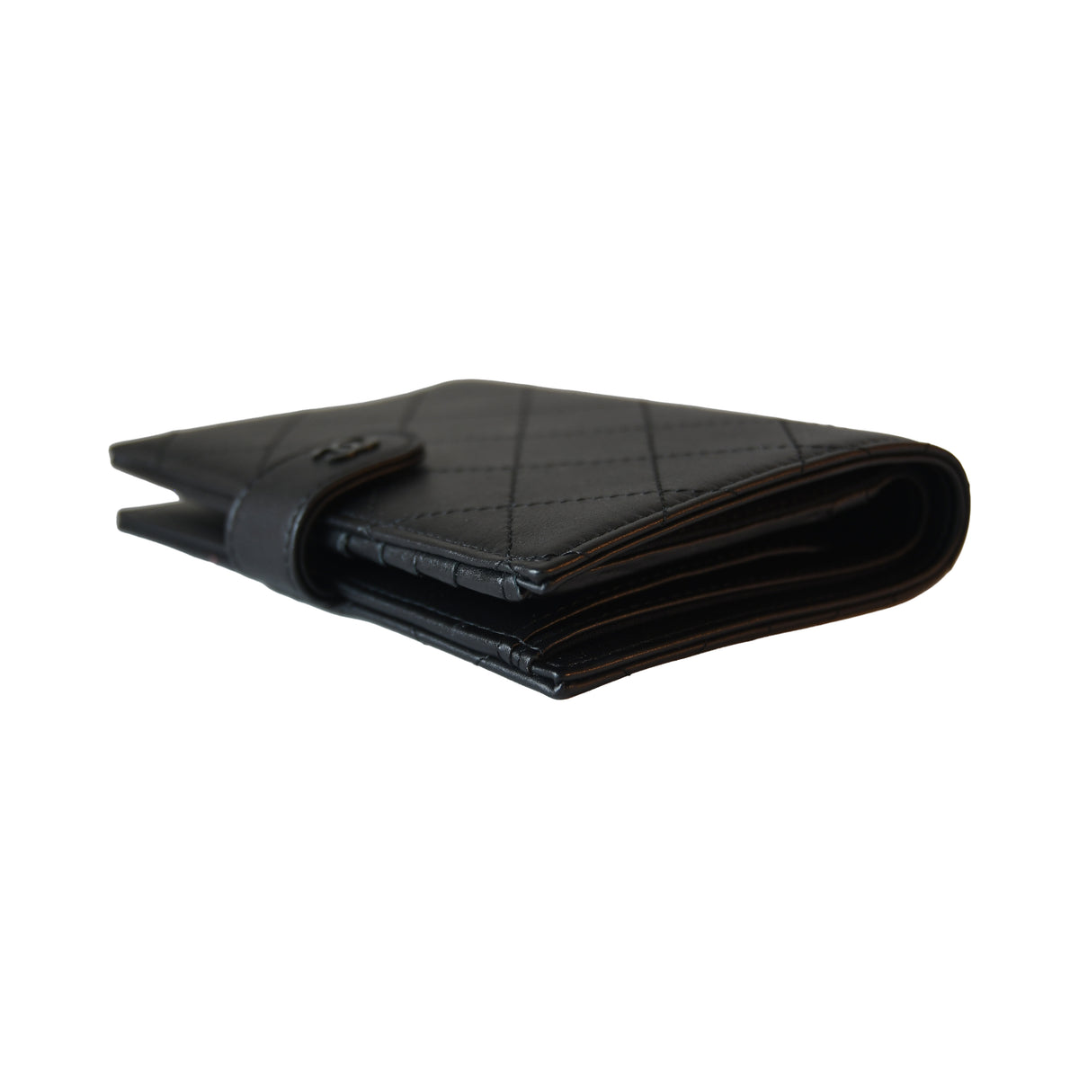 Chanel So Black Calfskin Quilted Passport Holder Wallet Black Hardware Black
