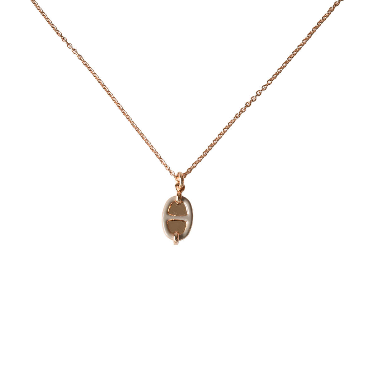 Hermes Mini Maillon Pendant Necklace Rose Gold Hardware Grey