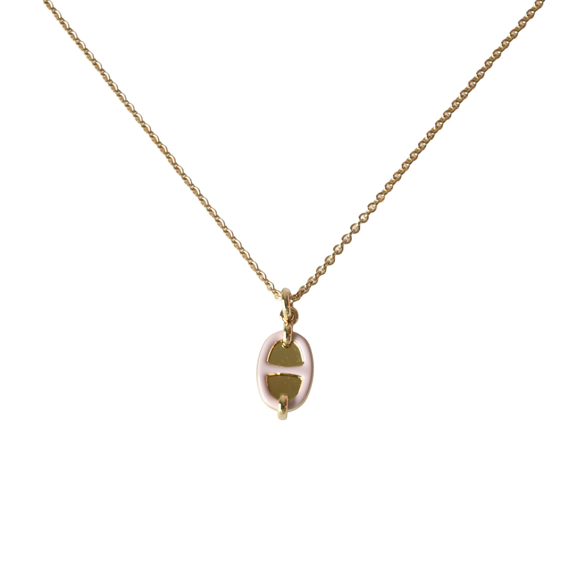 Hermes Mini Maillon Pendant Necklace Gold Hardware Pink