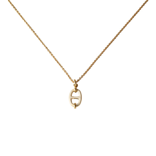 Hermes Mini Maillon Pendant Necklace Gold Hardware White