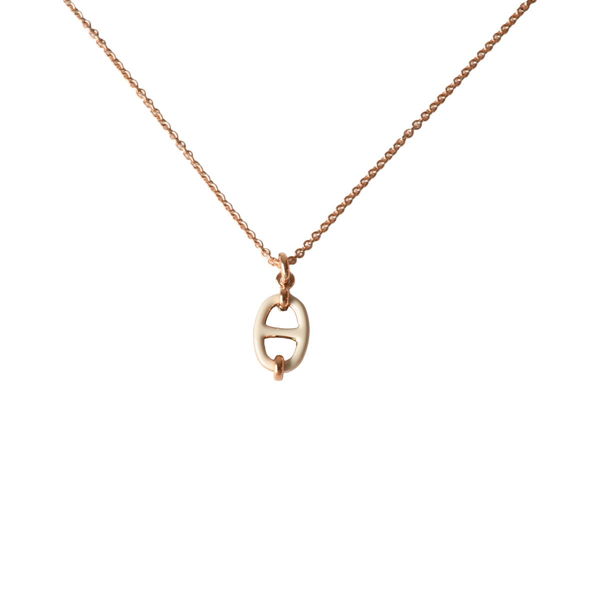 Hermes Mini Maillon Pendant Necklace Rose Gold Hardware White