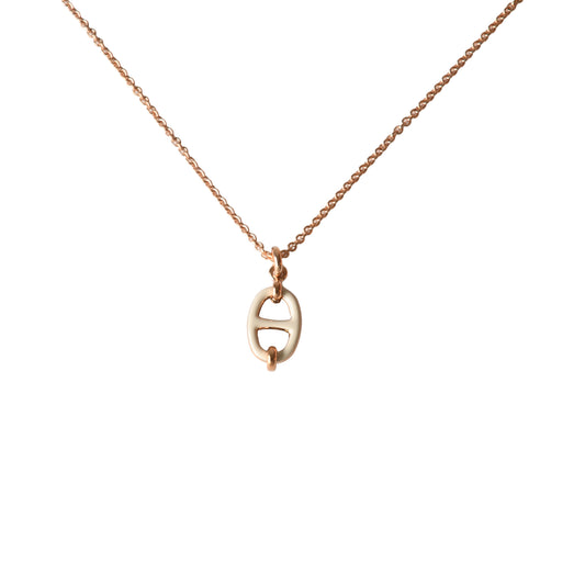 Hermes Mini Maillon Pendant Necklace Rose Gold Hardware White