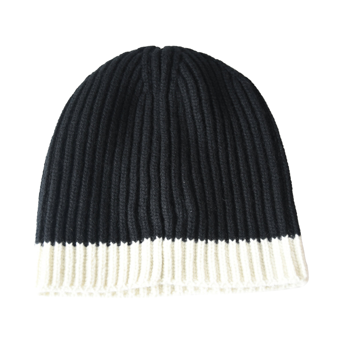 Chanel Cashmere Interlocking CC Logo Ribbed Beanie Black