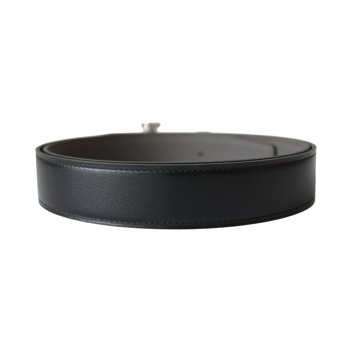 Hermes 32 mm H Reversible Belt Strap Noir Etain