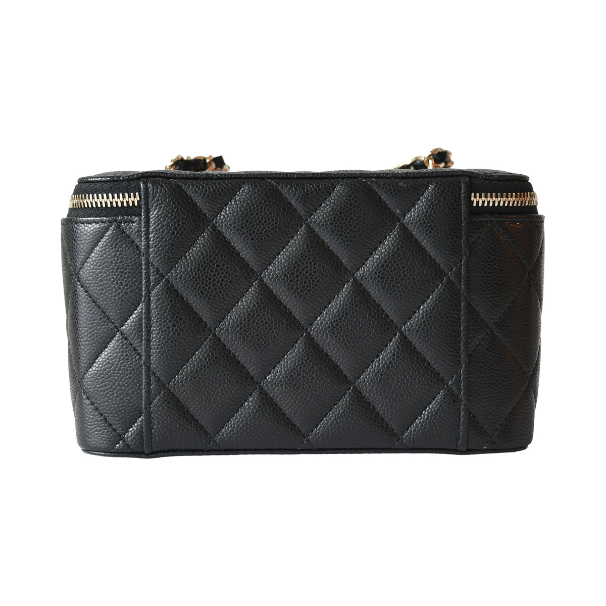 Chanel Caviar Horizontal Vanity Case With Chain Black