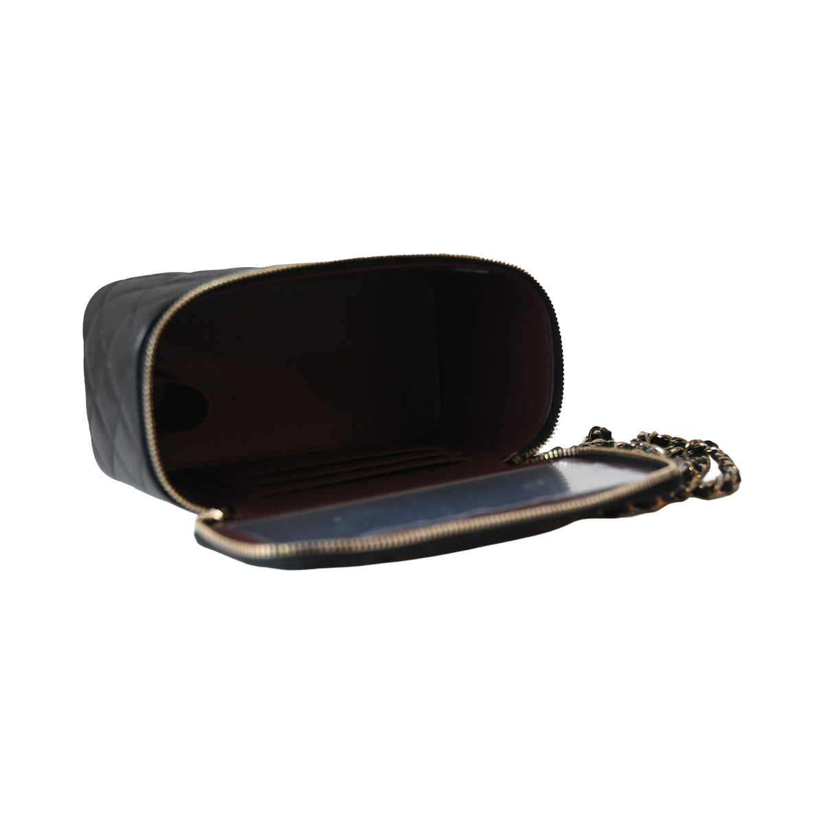 Chanel Caviar Horizontal Vanity Case With Chain Black