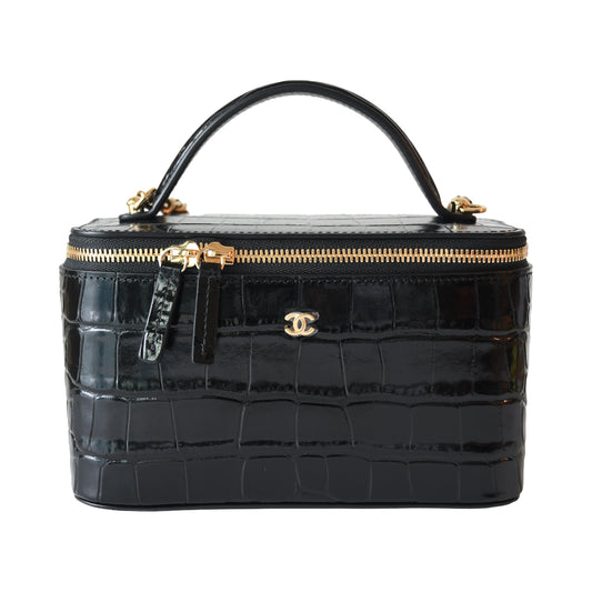 Chanel 26B Classic Horizontal Vanity Case With Top Handle Black