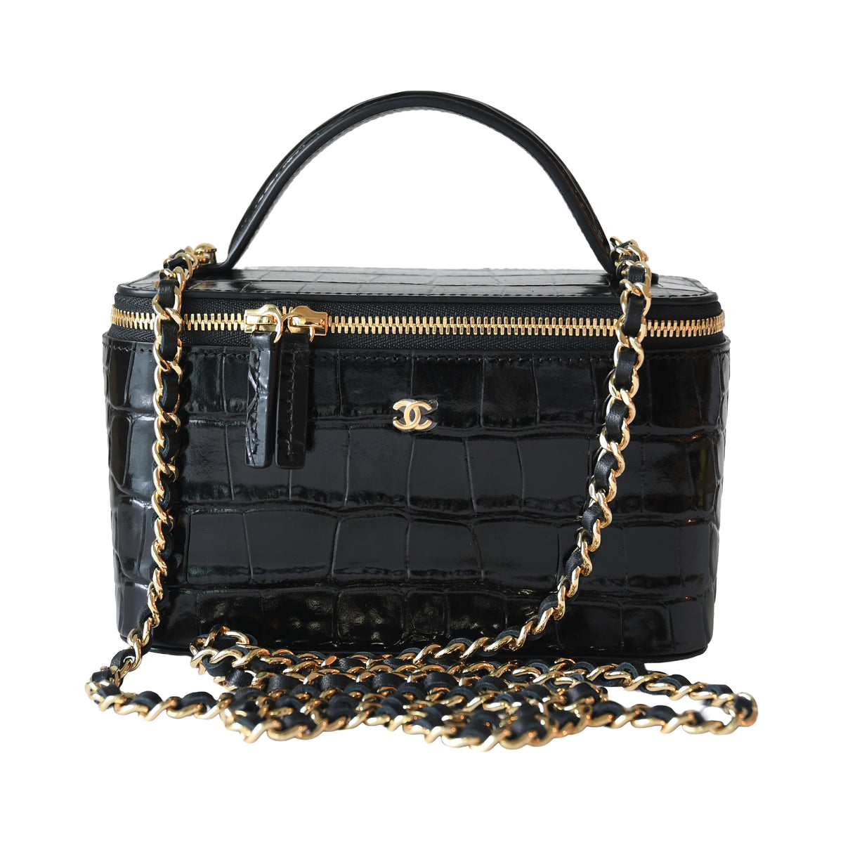 Chanel 26B Classic Horizontal Vanity Case With Top Handle Black
