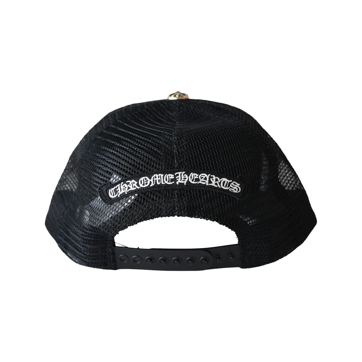 Chrome Hearts Calf Hair Triple Cross Patch Trucker Hat Black-NOBLEMARS