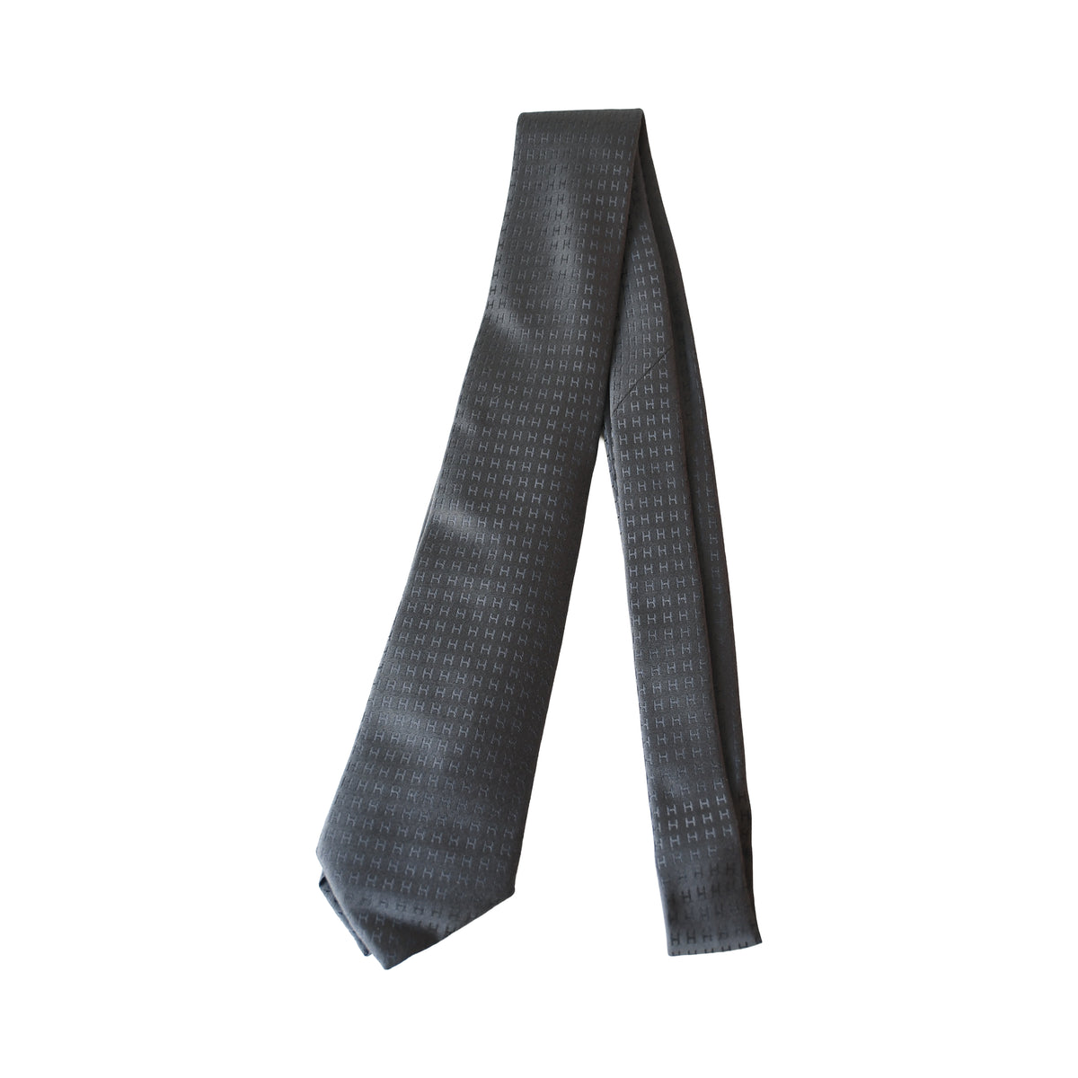 Hermes Cravate 7cm Faconnee H Tie Acier -Noblemars