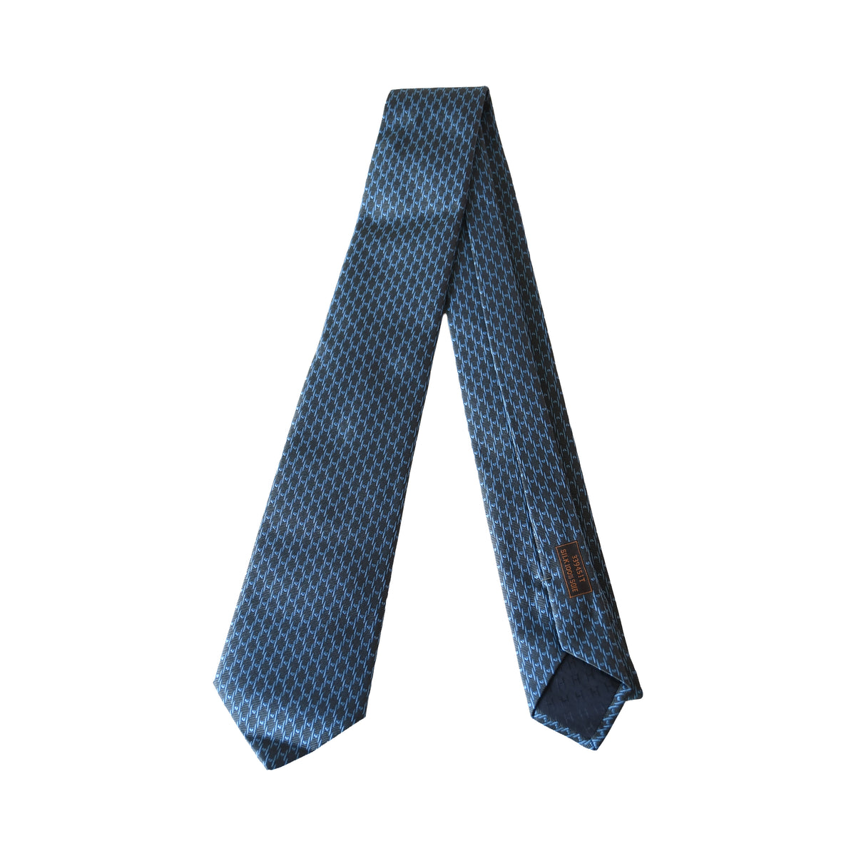 Hermes Soie Lourde 7cm H Coeur Bleu Grise -Noblemars