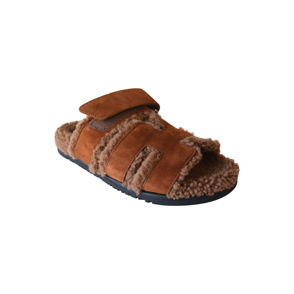 Hermes Chypre Sandal Shearling Teddy Brown-NOBLEMARS