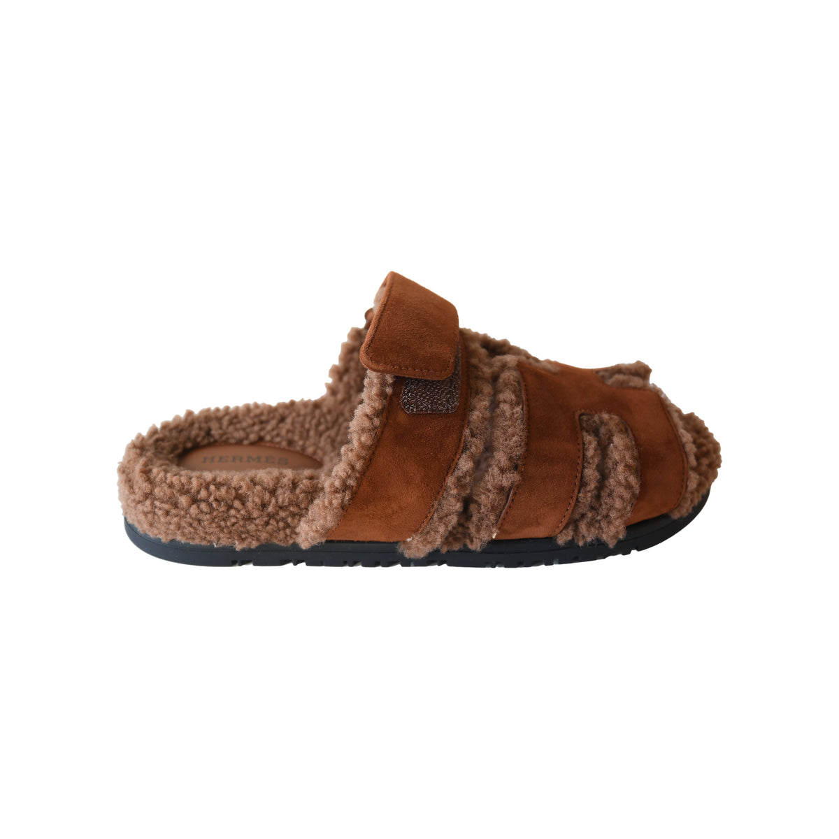 Hermes Chypre Sandal Shearling Teddy Brown-NOBLEMARS