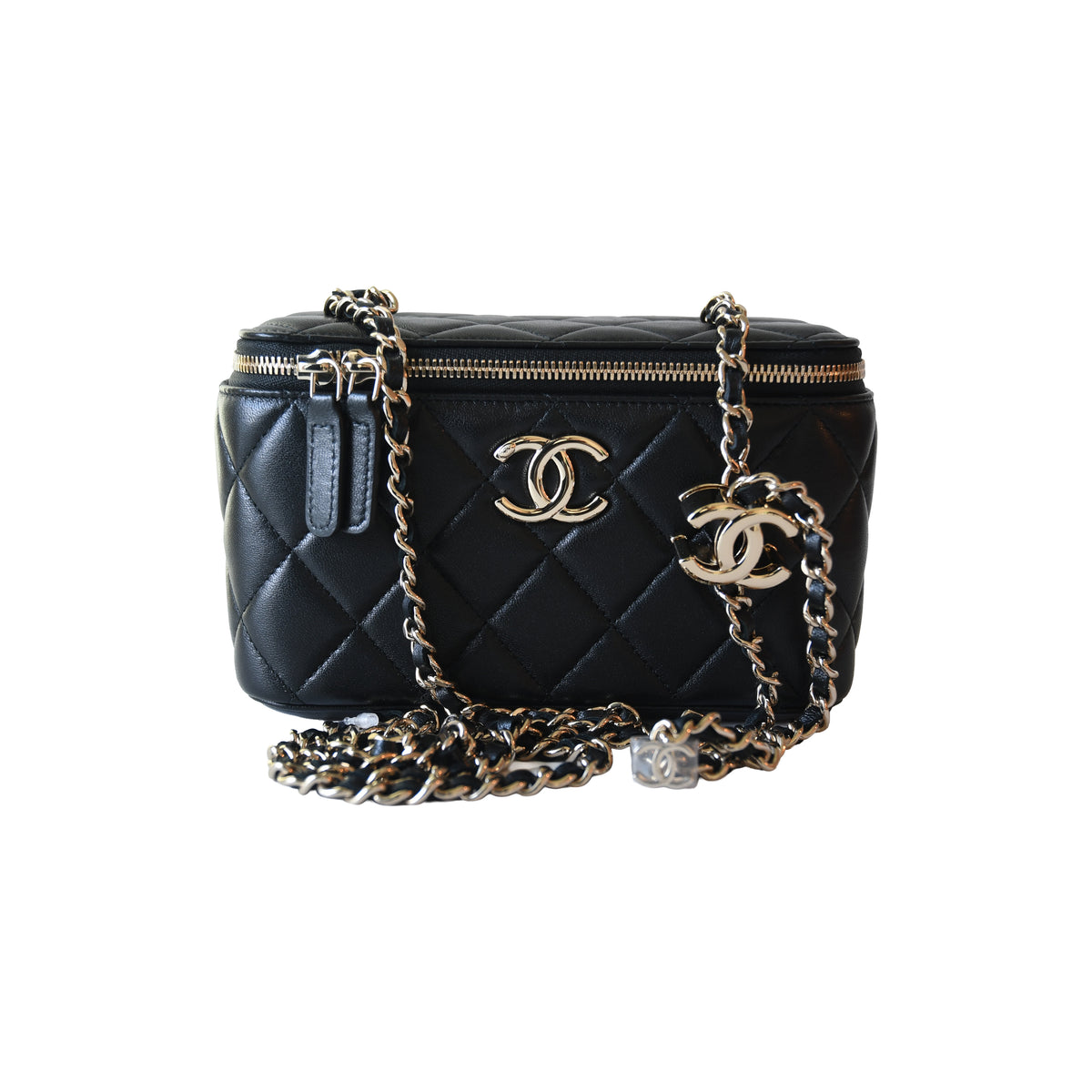 Chanel 26K Vanity Case With Chain Black-NOBLEMARS