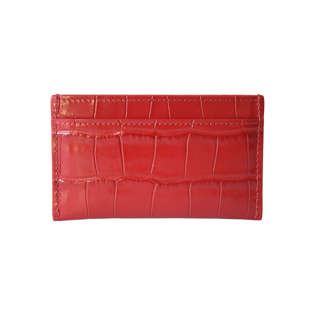 Chanel 26B Classic Crocodile Embossed Card Holder Dark Red-NOBLEMARS