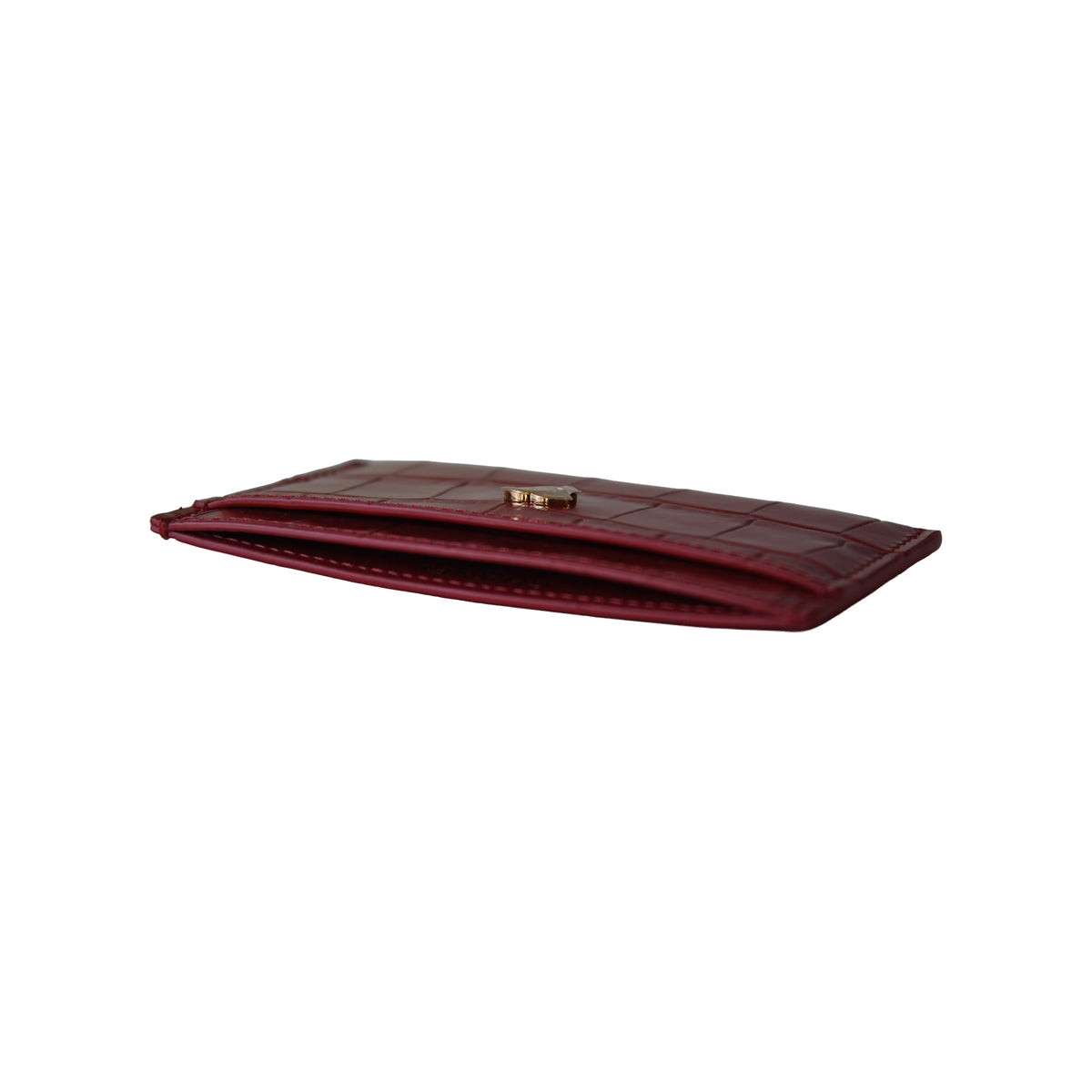 Chanel 26B Classic Crocodile Embossed Card Holder Dark Red-NOBLEMARS