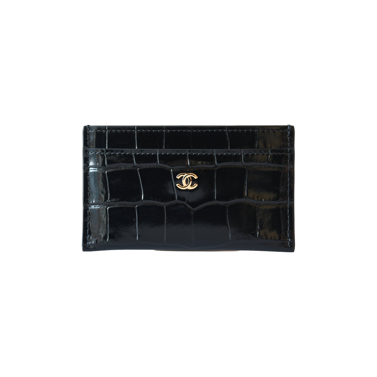 Chanel Crocodile Embossed Classic Card Holder Black-NOBLEMARS
