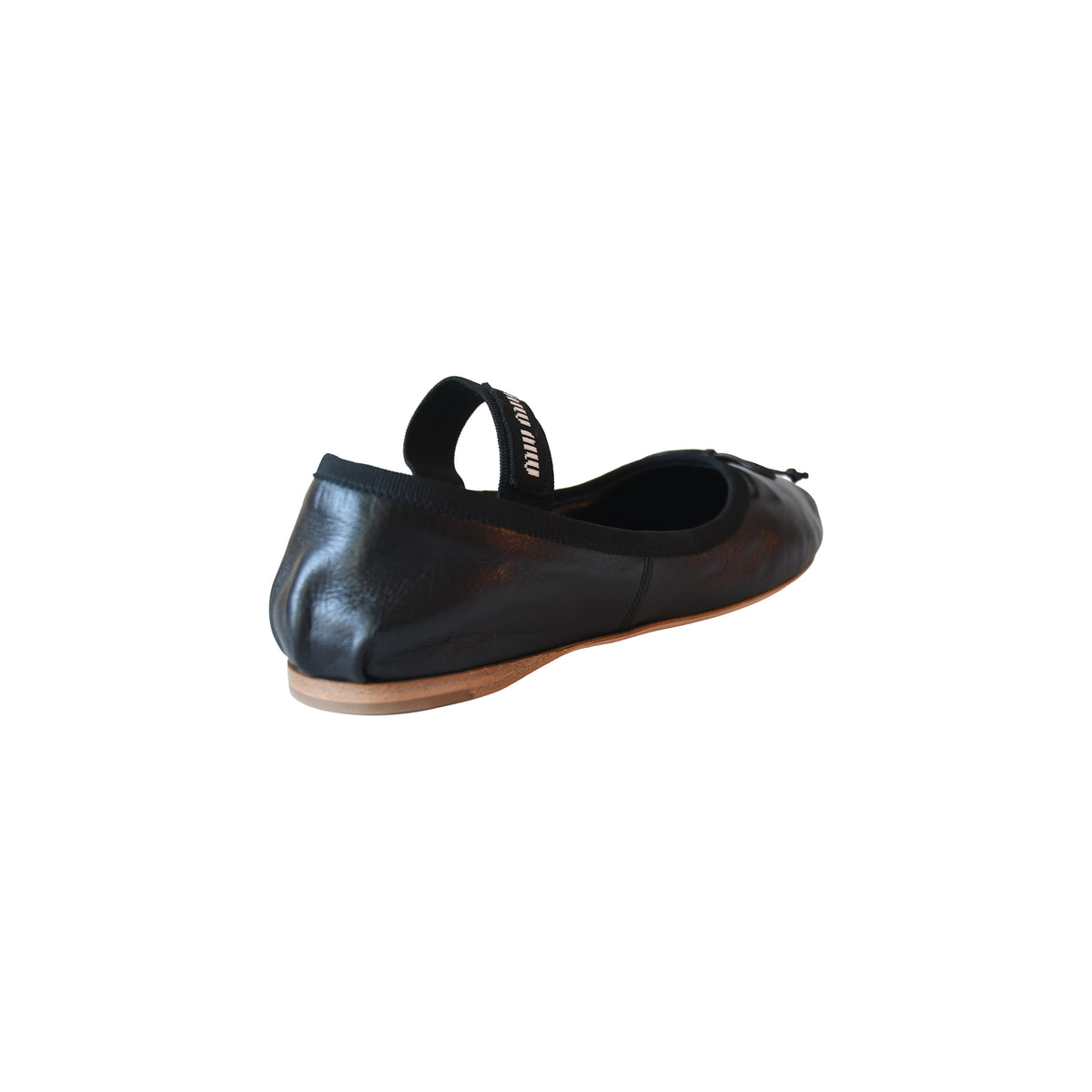 Miu Miu Logo Leather Ballet Flats Black-NOBLEMARS