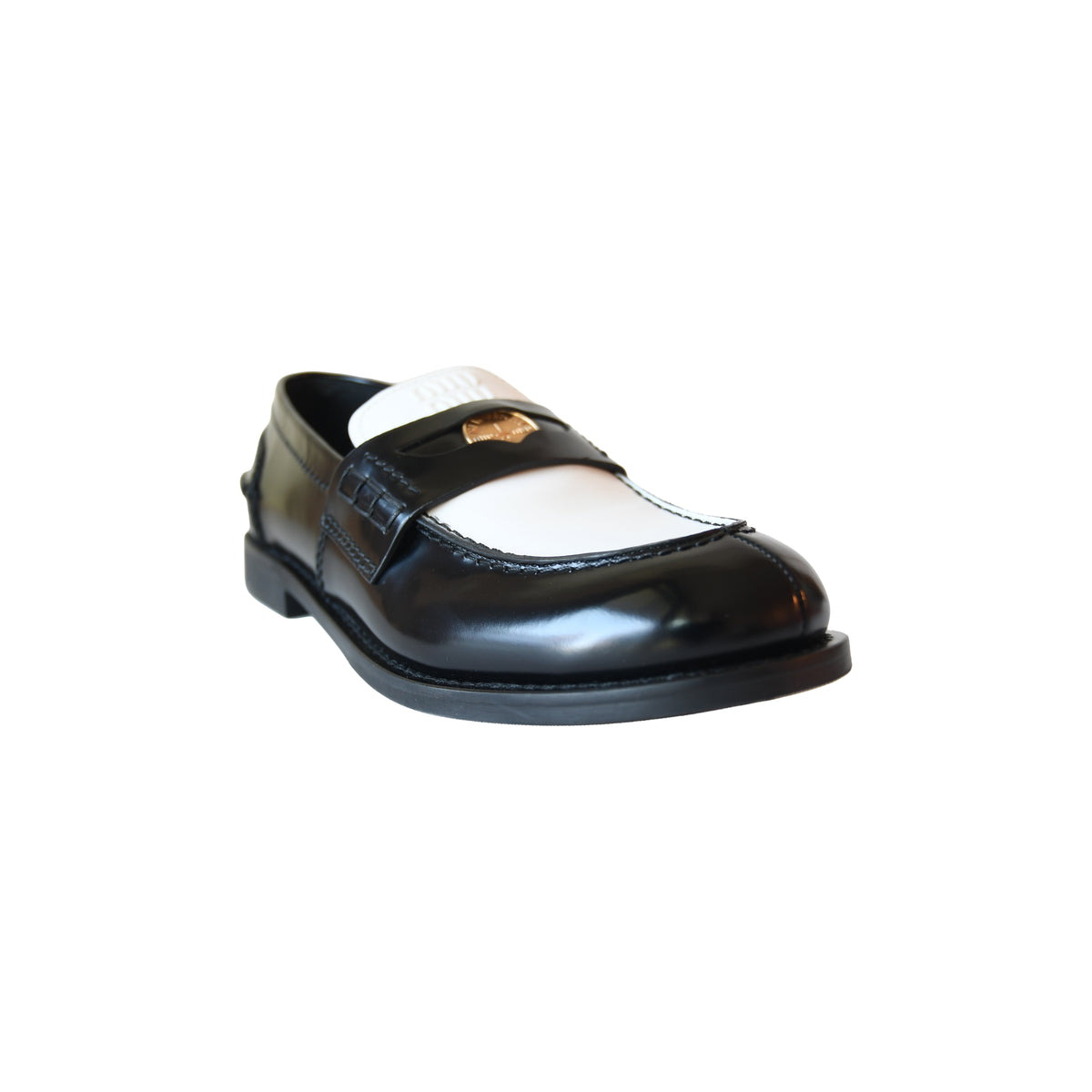 Miu Miu Leather Penny Loafers Black-NOBLEMARS