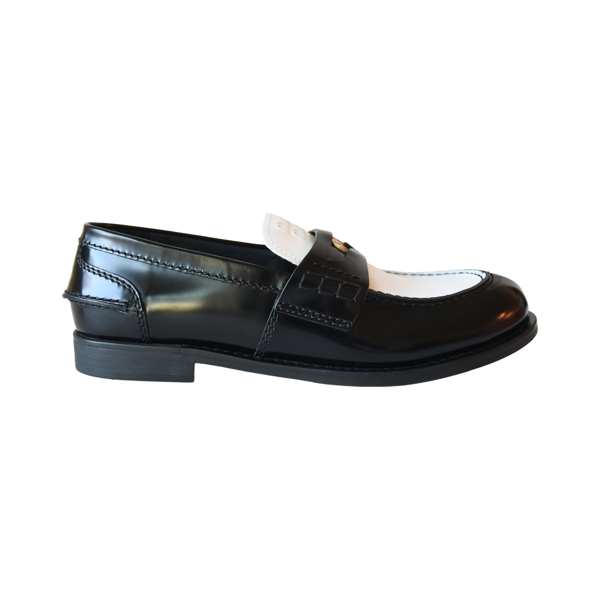 Miu Miu Leather Penny Loafers Black-NOBLEMARS