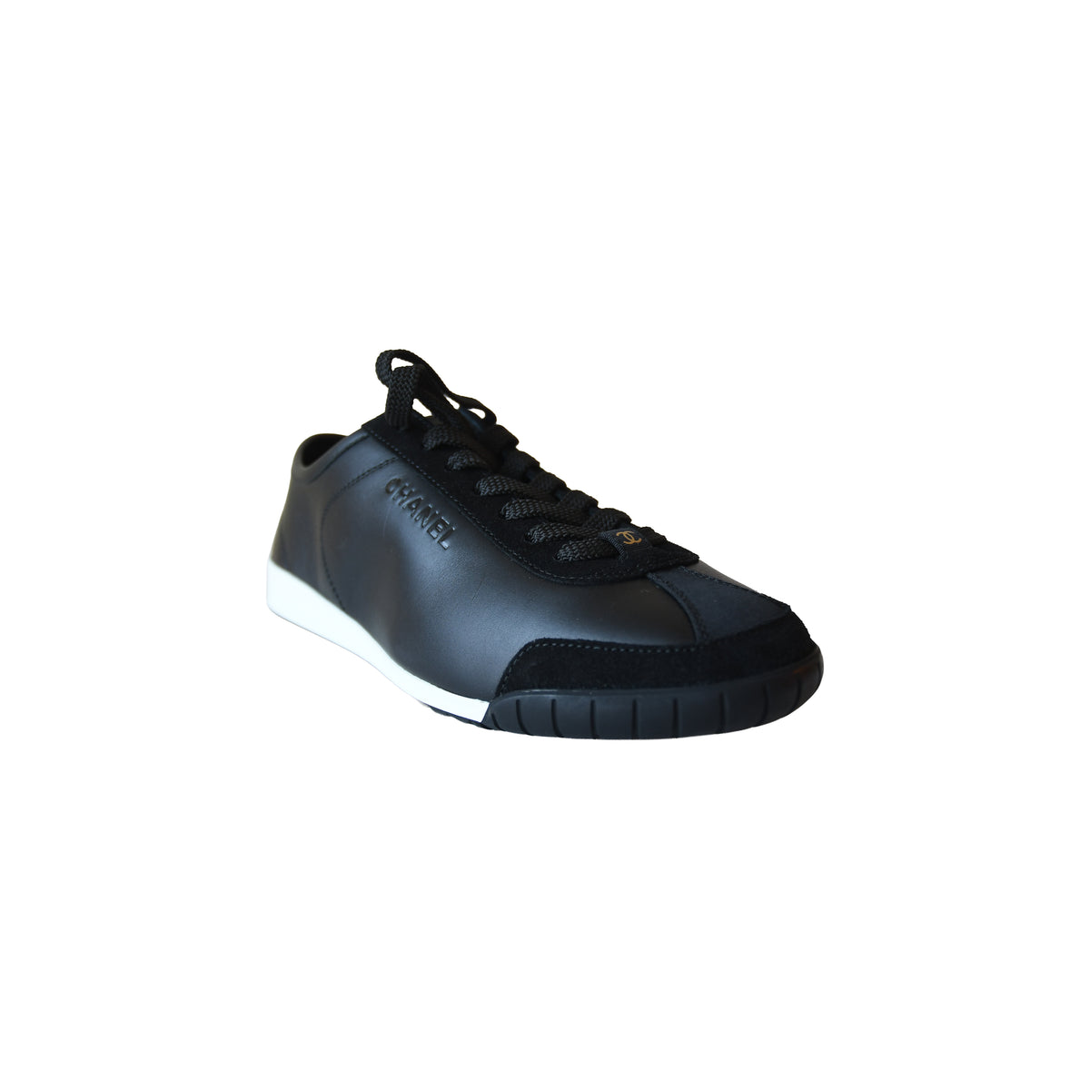 Chanel Calfskin Suede Sneakers Black-NOBLEMARS