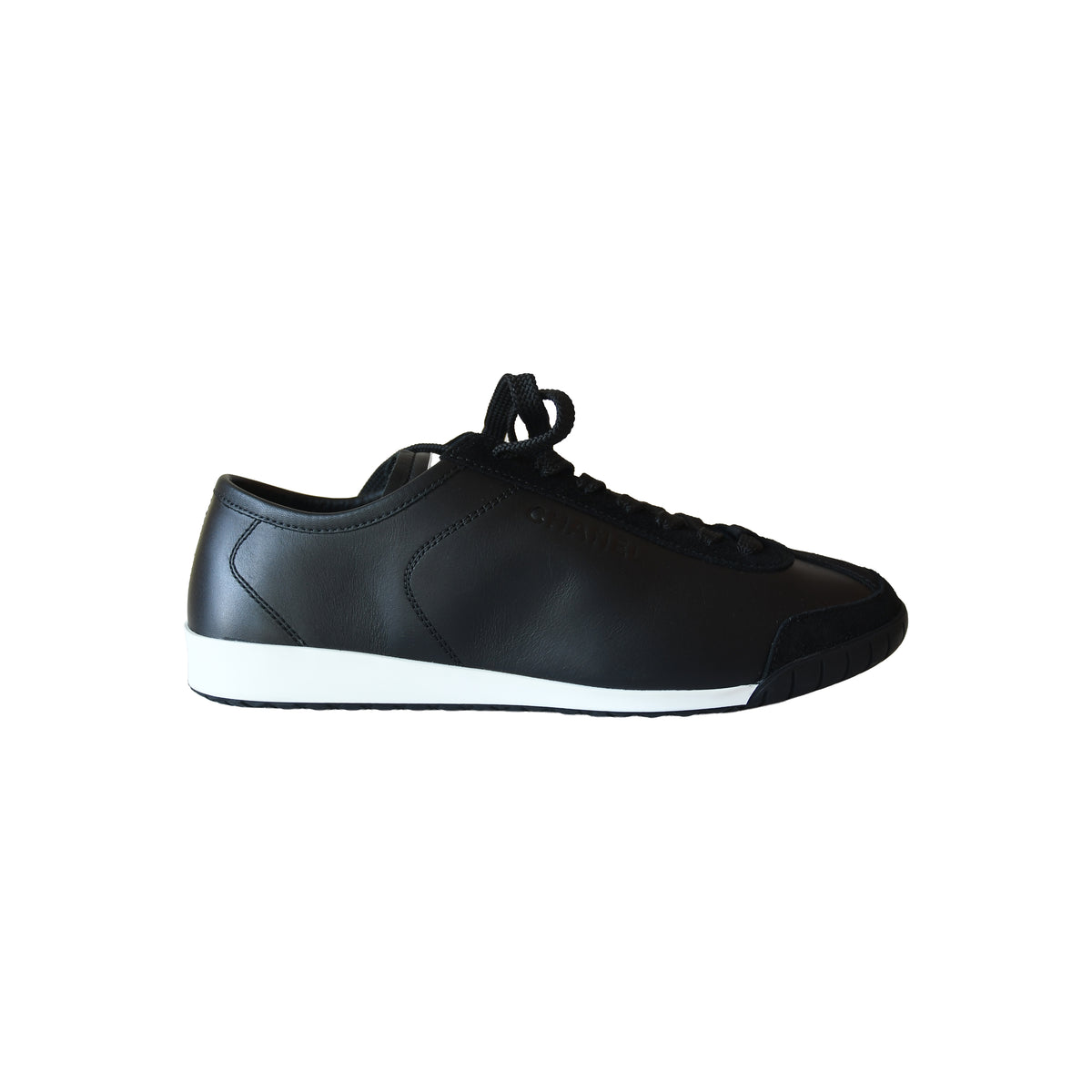 Chanel Calfskin Suede Sneakers Black-NOBLEMARS