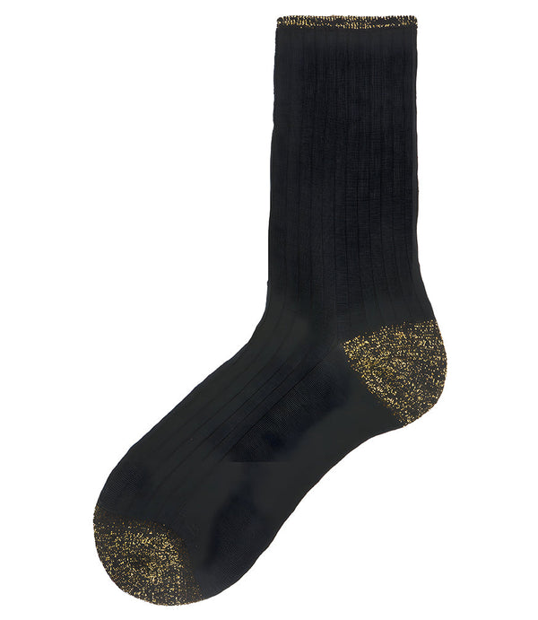 Alto Milano Black/Gold Donna Short Socks-NOBLEMARS
