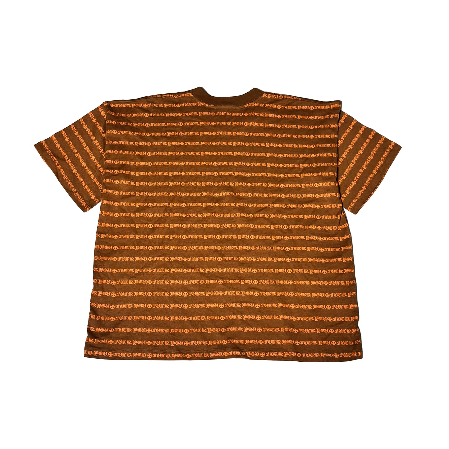 Chrome Hearts Teens From Mars Striped Chomper T-Shirts Brown Orange