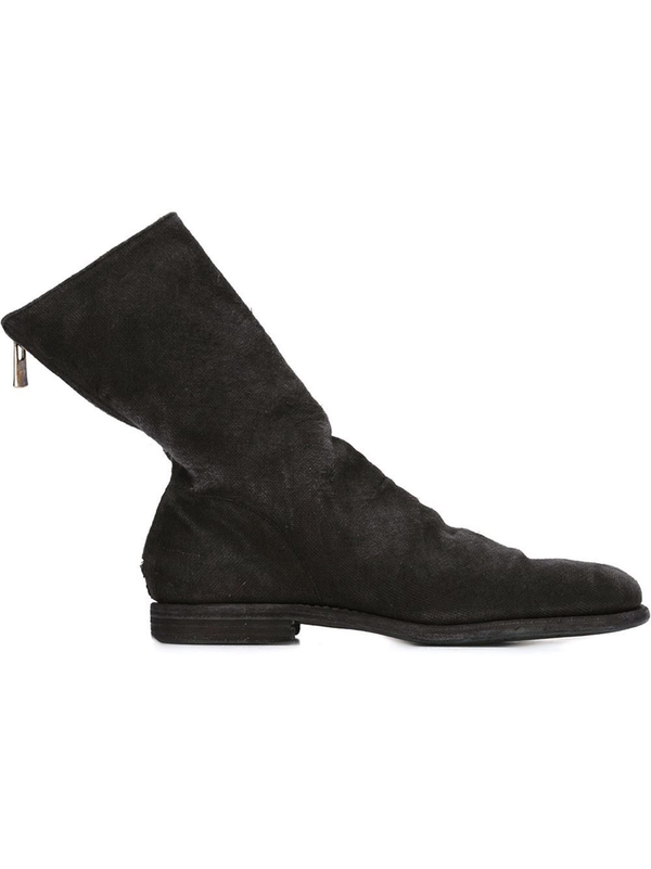 GUIDI LINEN OVER LEATHER BACK ZIP BOOT-NOBLEMARS