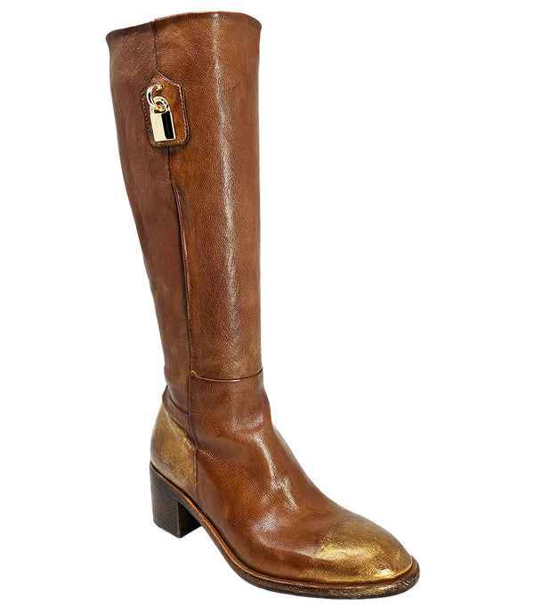Madison Maison Cognac Tall Hand Rubbed Lock Boot-NOBLEMARS
