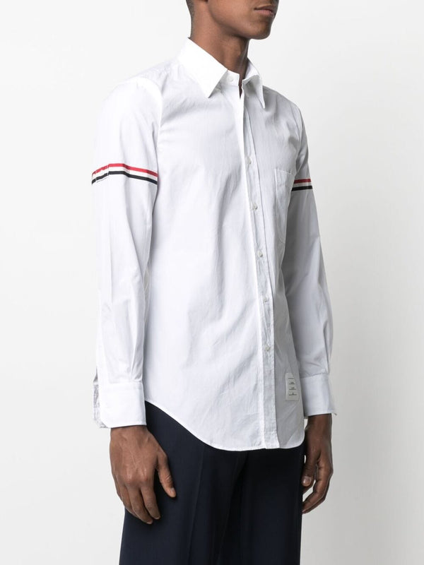THOM BROWNE Men Classic Long Sleeve Point Shirt W/ GG Armband In Solid Poplin-NOBLEMARS