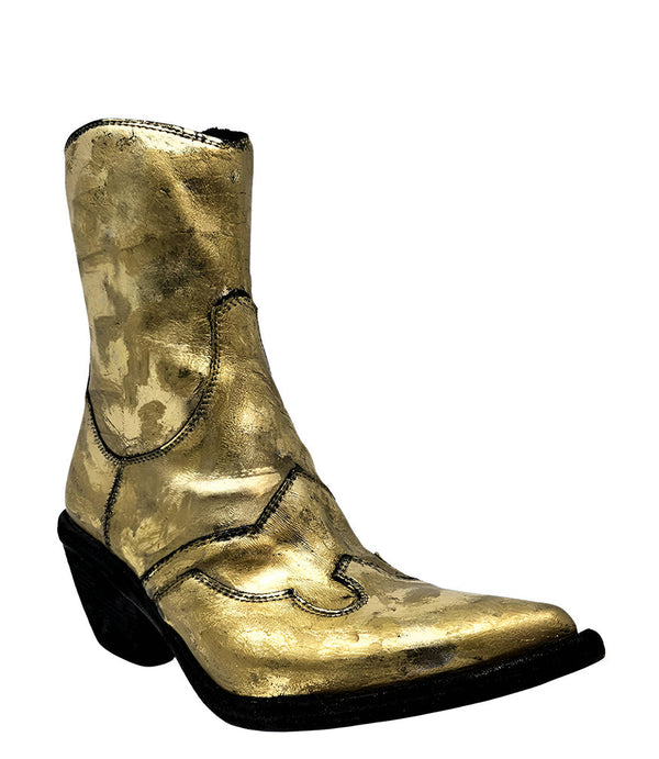 Madison Maison™ Gold Laminated Pointy Toe Ankle Boot-NOBLEMARS