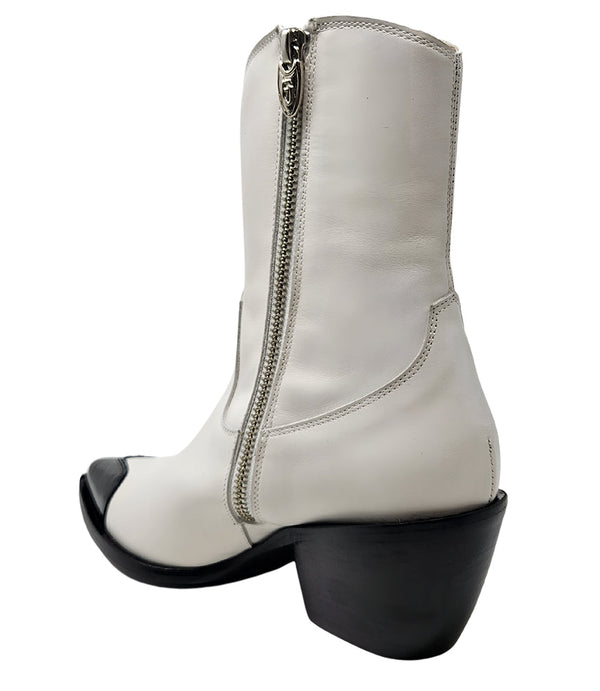 Madison Maison™ White/Black Heart Toe Ankle Boot-NOBLEMARS