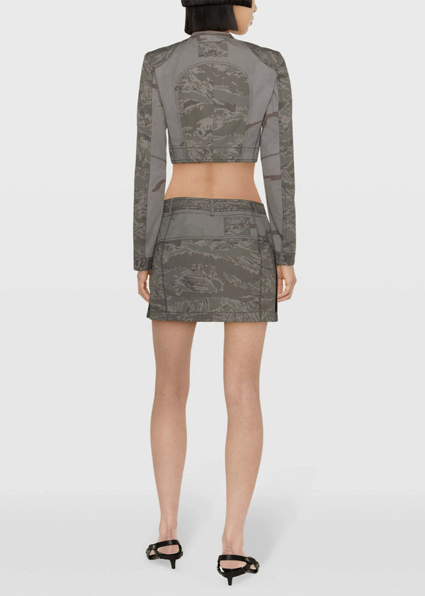 MARINE SERRE Grey Regenerated Camouflage Miniskirt