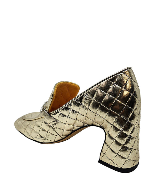 Madison Maison™ Gold Leather Quilted Loafer-NOBLEMARS