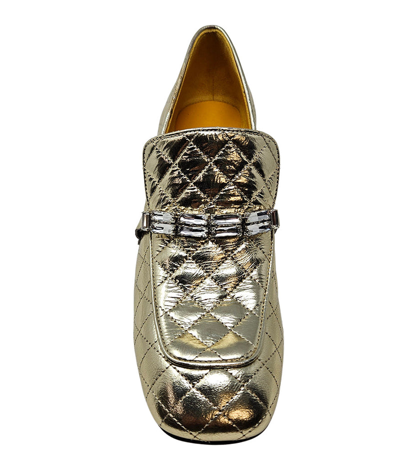 Madison Maison™ Gold Leather Quilted Loafer-NOBLEMARS