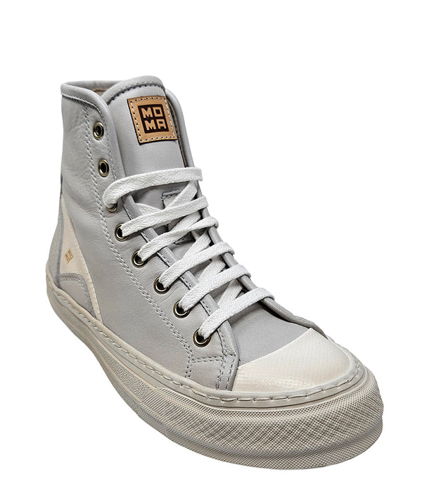 Moma Grey/White Lace up Hi Top Sneaker-NOBLEMARS