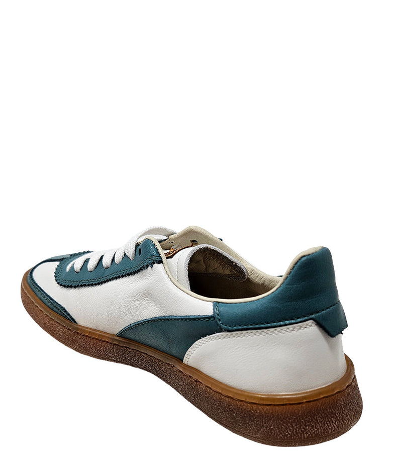 Moma Teal/White Lace Up Low Top Sneakers-NOBLEMARS
